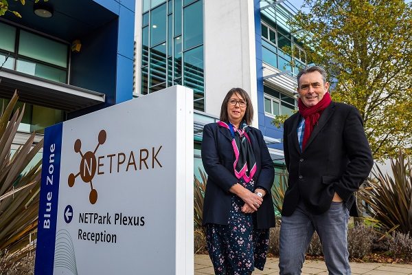 Kunasan Ltd relocated to NETPark in County Durham. Kunasan's founder & MD Paul Mawson with Janet Todd (NETPARK's Manager at Business Durham)