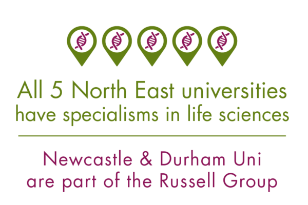 All 5 North East universities have specialisms in life Sciences. Newcastle & Durham Uni are part of the Russell GroupAll 5 North East universities have specialisms in life Sciences. Newcastle & Durham Uni are part of the Russell Group