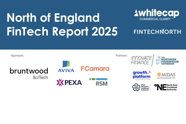 North of England FinTech Report 2025 Graphic with logos of the main sponsors